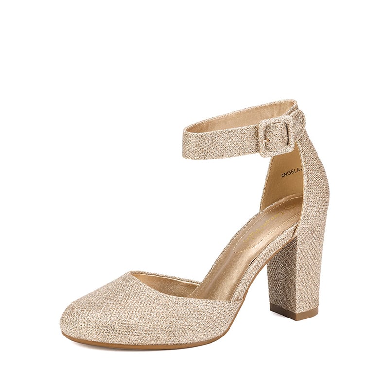 Round Toe 3 inch Chunky Heel Pumps Dream Pairs